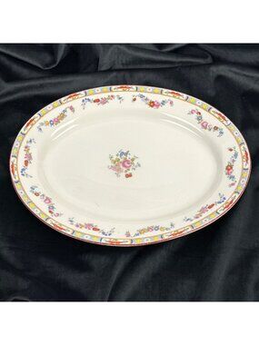 Vintage J & G Meakin 14" Sol Hanley England Oval Serving Platter Floral
